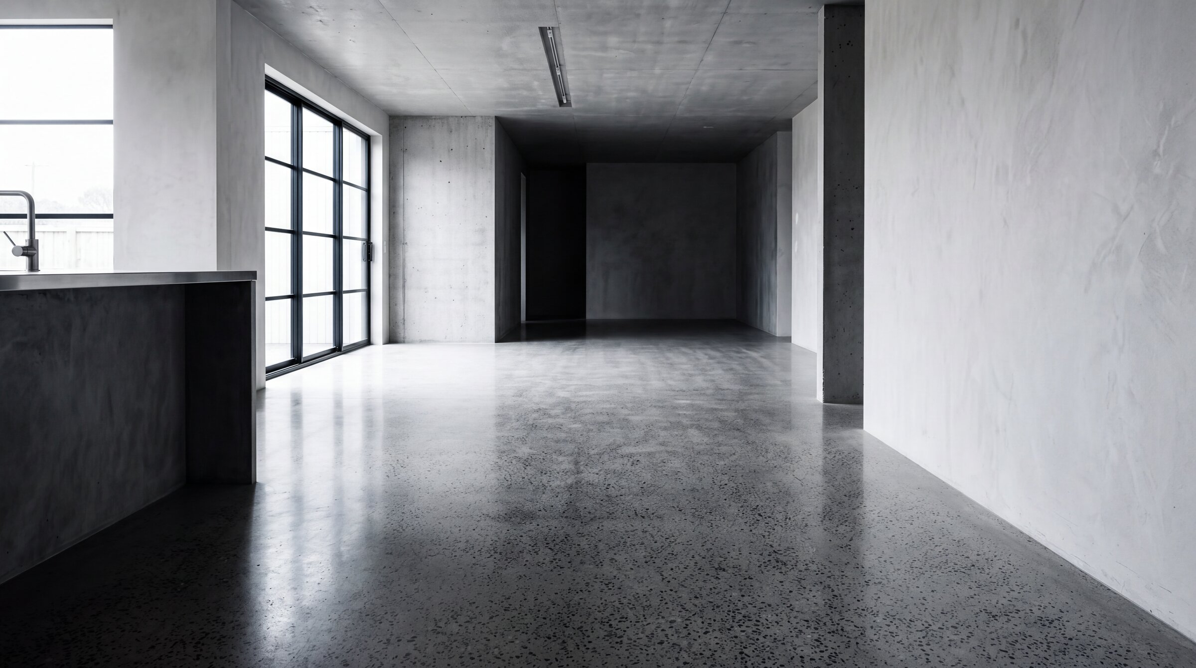 Satin polished concrete floor in a Tauranga home
